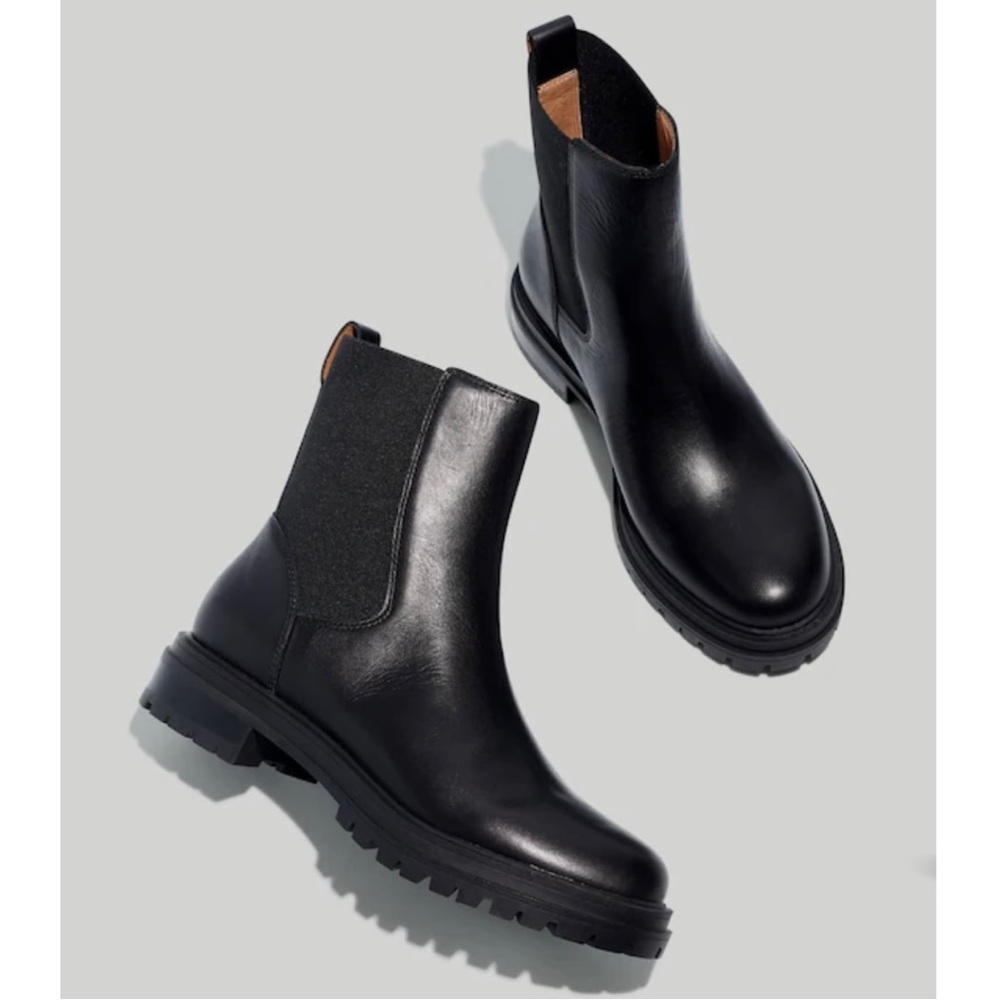 Madewell Lugsole The Bradley Black Leather Chelsea Boot NG669 Sz 7 - see photos
